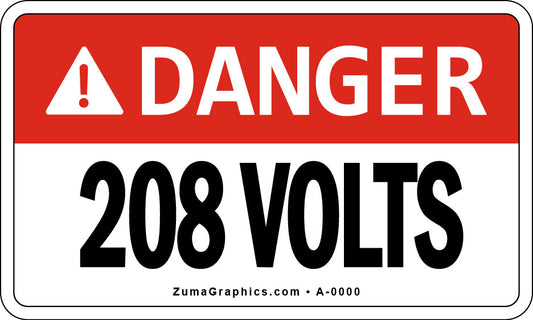 DANGER STICKER - 208 VOLTS