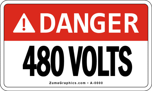 DANGER STICKER - 480 VOLTS